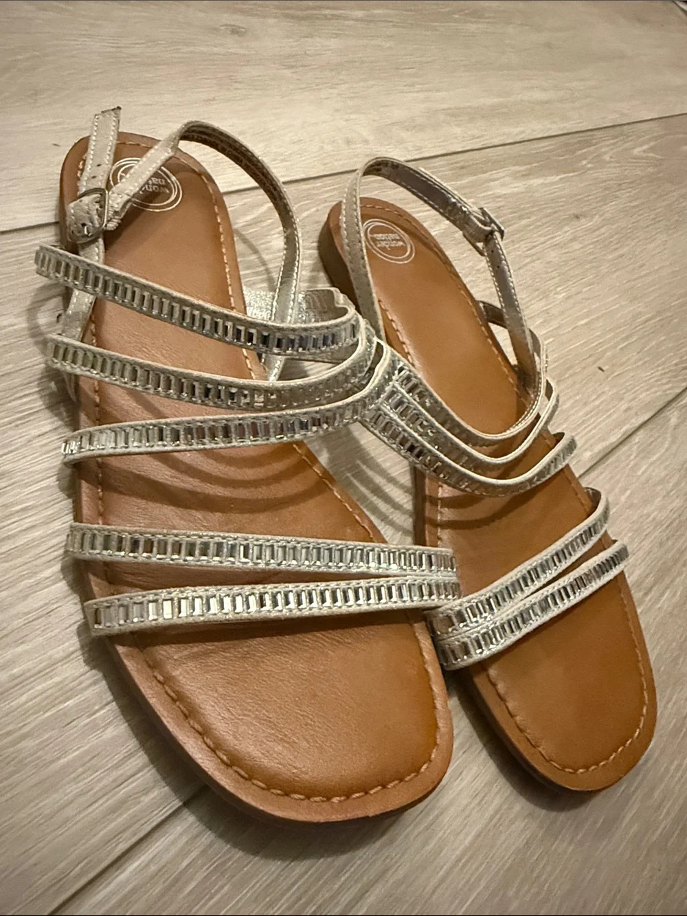 wonder nation Silver Strappy Girls Sandals